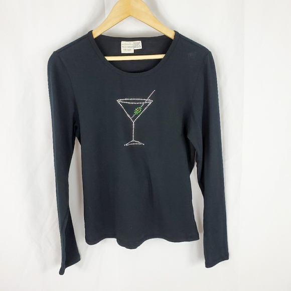 Falls Creek Black Long Sleeve Tee Shirt Medium - Picture 2 of 5